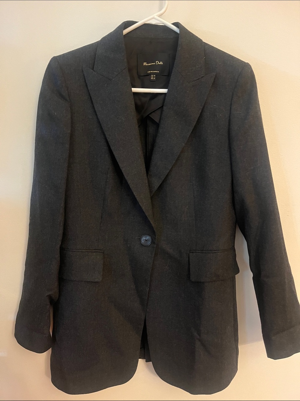 Massimo Dutti Women's Charcoal Single-Button Blazer